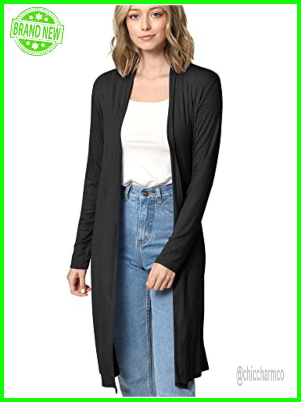 Women's Rayon Blend Open Front Drape Long Cardigan Duster Lightweight